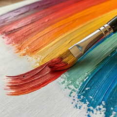 Obraz premium A paintbrush is a tool with bristles used to apply paint to surfaces