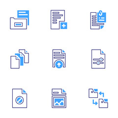 File icon set. Bold line style. Duotone colors. Editable stroke. file upload, image file, file, files