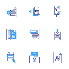 File icon set. Bold line style. Duotone colors. Editable stroke. file, file download, audio file