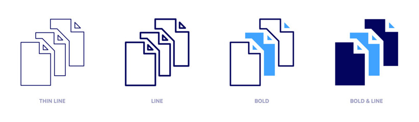 File size icon in 4 different styles. Thin Line, Line, Bold, and Bold Line. Duotone style. Editable stroke