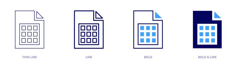 File viewing icon in 4 different styles. Thin Line, Line, Bold, and Bold Line. Duotone style. Editable stroke