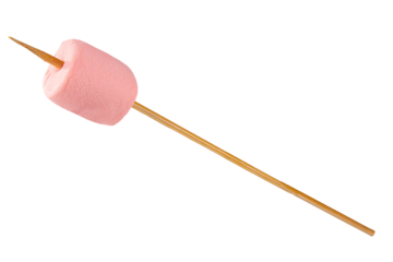 pink marshmallow isolated on white background, transparent background. png file