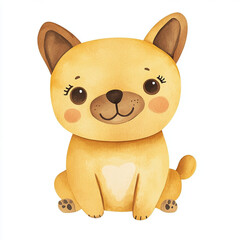 Adorable French Bulldog in Cute Simple Watercolor Cartoon Style - Perfect for Pet Lovers Dog Enthusiasts and Art Collectors Seeking Charming Canine Illustrations