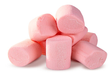 pink marshmallow isolated on white background, clipping path, full depth of field, transparent background. png file