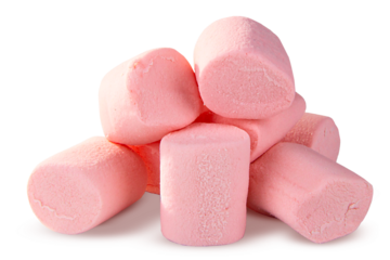 pink marshmallow isolated on white background, clipping path, full depth of field, transparent background. png file