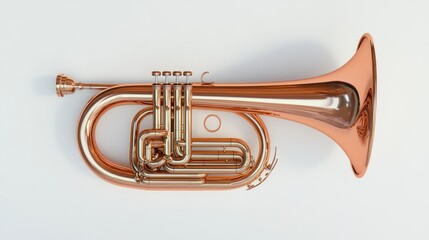 Obraz premium Rose Gold Alto Horn Musical Instrument Detailed View White Background