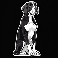 Calm Great Dane Dog Sitting in Cartoon Style Full Body View Perfect for Illustrations Pet Lovers and Dog Enthusiasts Showcasing a Gentle Giant in a Playful Design