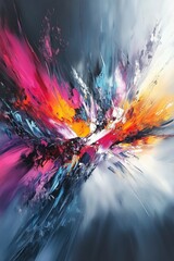 Vibrant Abstract Explosion of Colorful Swirls and Dynamic Brushstrokes in Bold Hues