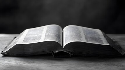 An Open Ancient Book Rests on a Dark Surface
