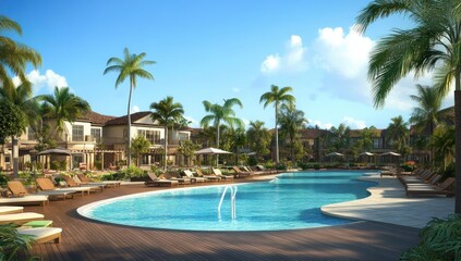 Obraz premium Luxury Resort Poolside Paradise: Tropical Getaway Escape