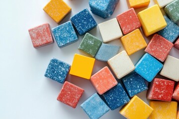 Vibrant Pile of Colorful Building Blocks for Creative Play and Education