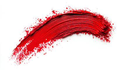 red cosmetic smudge, wipe swoosh on white background