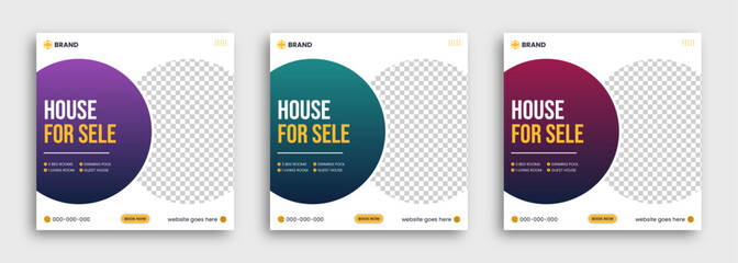 Real estate home sale social media post banner design template For digital marketing.