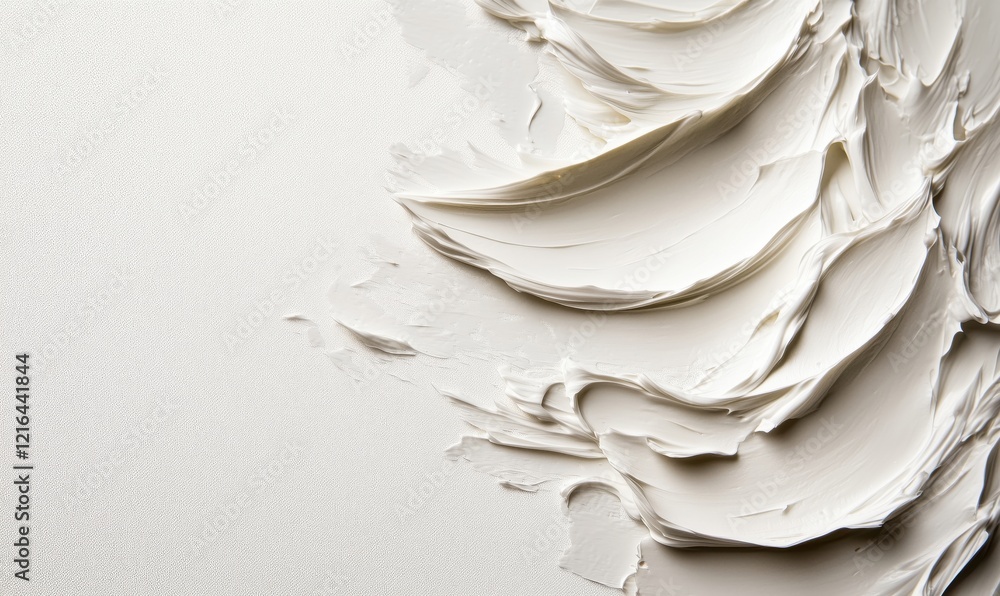 Poster textured white paint strokes on canvas creating a smooth, abstract background with subtle variations