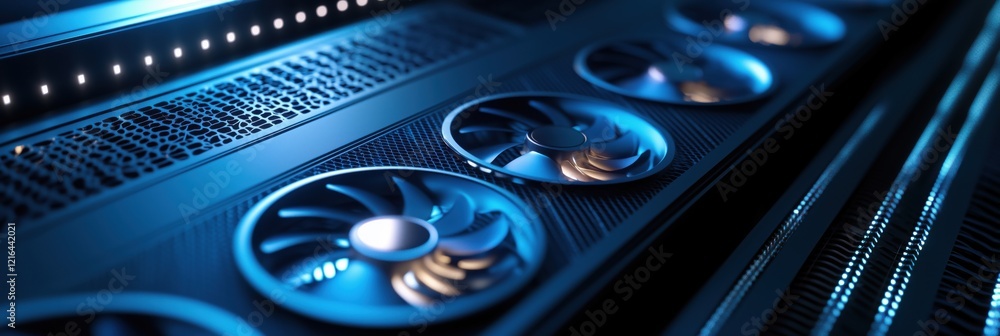 Poster high-performance cooling system with blue led lighting and multiple fans for efficient heat dissipat