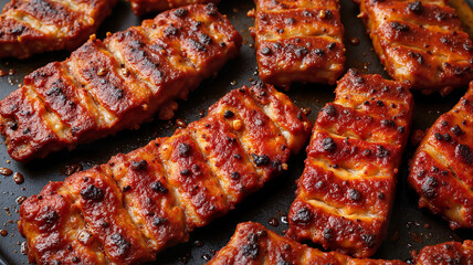 Grilled ribs with smoky barbecue sauce