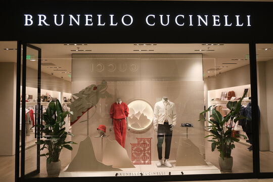 Wuhan,China-Feb.8th 2024: Brunello Cucinelli clothing store