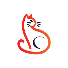 Minimalistic Abstract Cat Logo Design Vector Illustration