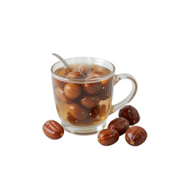 Brown sugar bubbles in a glass bowl with white background