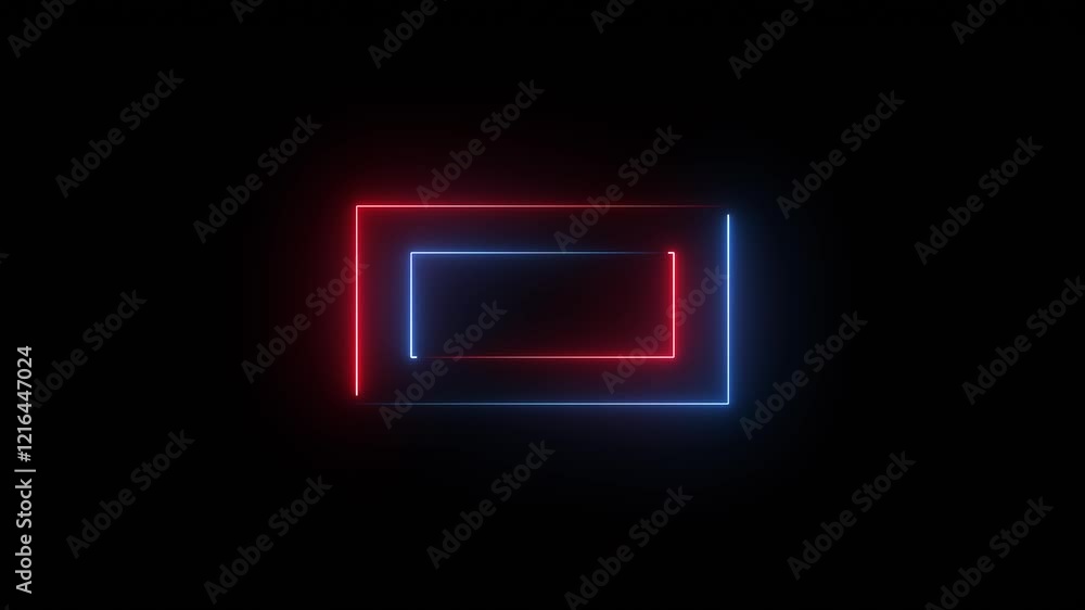 Poster glowing neon rectangle. square rectangle picture frame with dark background. rectangle, border, fram