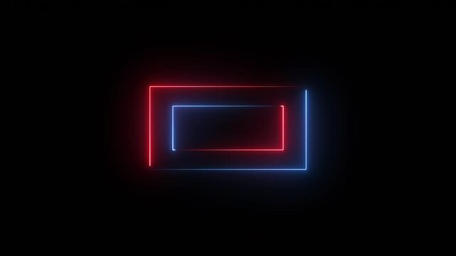 Glowing neon Rectangle. Square rectangle picture frame with dark background. rectangle, border, frame, energy line