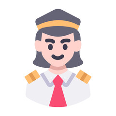 female pilot avatar flat