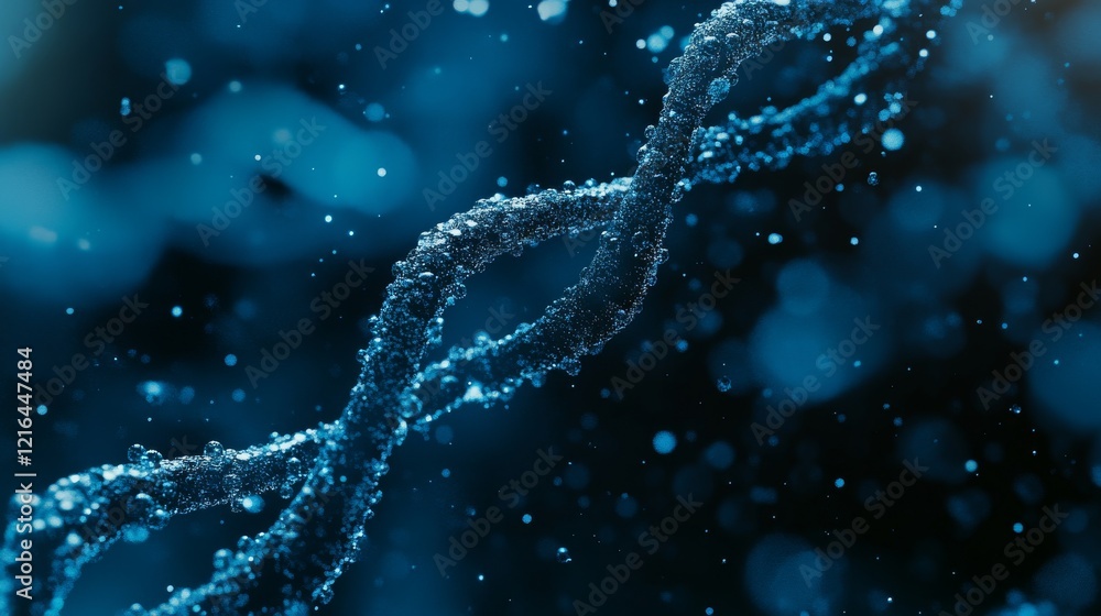 Poster 3d abstract science template featuring intricate dna molecules, creating a dynamic and futuristic ba