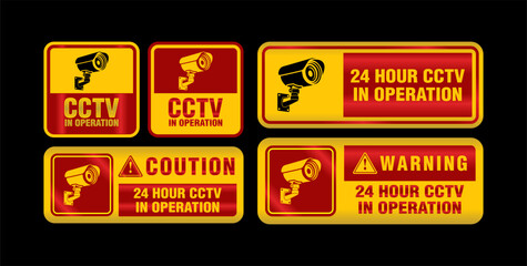 CCTV sticker, sign, logo, badge, emblem, label for home, building and street