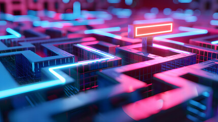 Maze with a search bar hovering above guiding