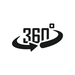 360 degrees icon in flat style. Rotate symbol vector illustration on isolated background. Angle view sign business concept.