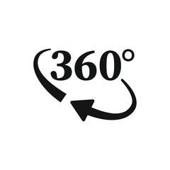 360 degrees icon in flat style. Rotate symbol vector illustration on isolated background. Angle view sign business concept.
