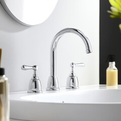 Chrome faucet with soft round knobs, exuding 1950s-inspired charm