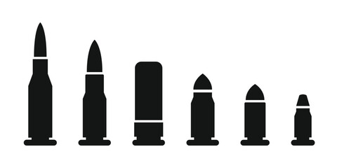 Cartridges icon set collection in flat style. Bullet ammunition symbol vector illustration on isolated background. Ammo sign business concept.