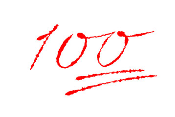 インクペンの手書き　100点サインのイラスト・学校の先生風　赤字