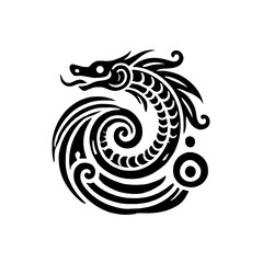 illustration, picture, sketch, shio, a snake in a symbol or emblem of the year in black and white