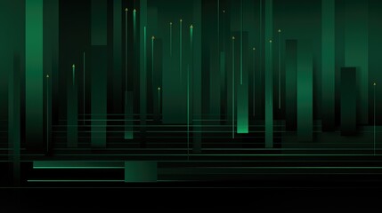 Obraz premium Abstract digital design featuring vertical lines and gradients in shades of green.