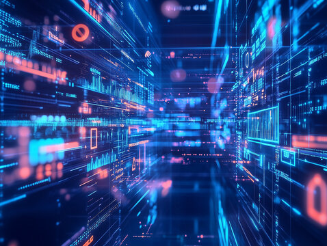 Digital Data Realm: Futuristic Cyber Network Visualization