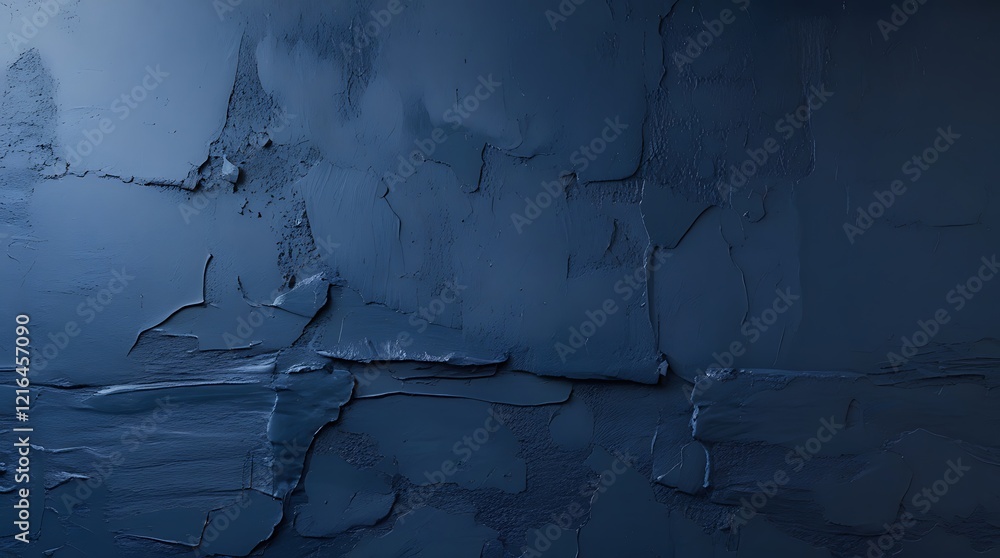 Poster textured wall surface with a dark blue color featuring a rough, uneven texture with visible brush st