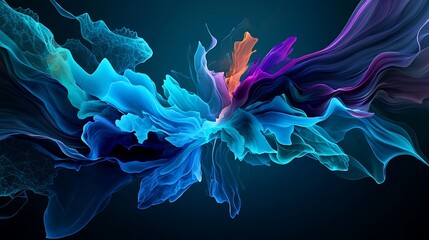 Obraz premium Abstract colorful swirls, dynamic motion, dark background, design element