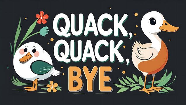 Two Cute Ducks Saying Quack Quack Bye