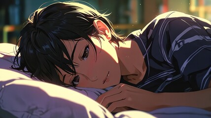 3D Man Dreaming Animation in Anime Style
