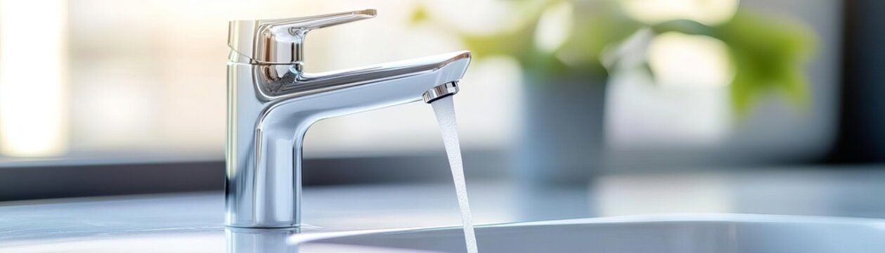 Motion-activated chrome faucet with customizable flow settings, ideal for modern homes