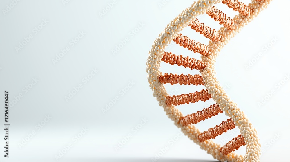 Poster abstract 3d render of dna double helix orange and white gradient on white background