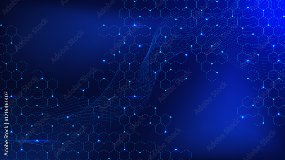 Aufkleber abstract hexagonal pattern with wave flow. geometric design for medical, science and technology back