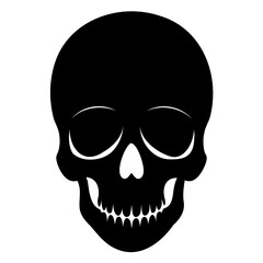 Beautiful Skull Black Silhouette Vector Illustration on Transparent Background