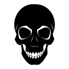 Beautiful Skull Black Silhouette Vector Illustration on Transparent Background