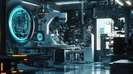 Fototapeta premium Futuristic Laboratory: Advanced Scientific Research Facility