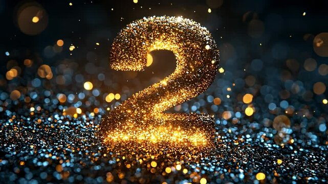 Animation of counting 1 to 3 on black background. Golden numbers Perfect for footage, advertising, presentations, films, video content and social media.