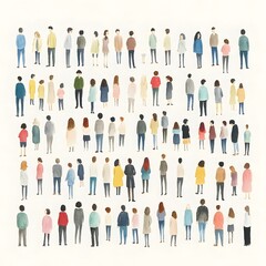 A colorful illustration of diverse people standing in various poses and outfits.