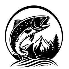 Illustration of a fish silhouette animals vector brown trout logo